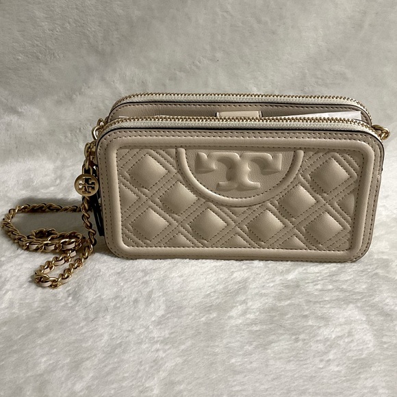 Tory Burch Handbags - Tory Burch Fleming Double Zip Chain Mini Bag white